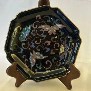 OTAGIRI Vintage 70s/80s Ornate Hand-Painted Butterfly Plate